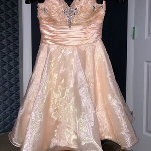 Cream /pink Ruched Sweetheart A-Line Dress Bee Darlin